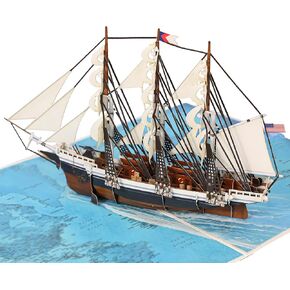 Sailboat Pop Up Fathers Day Card - 3D Ship, Ocean, Happy Birthday, Fathers Day, Special Days, Retirement, Friendship, Unique Gifts for Dad, Husband, Grandfather, Men, Coworker, Boaters, Ocean Lovers