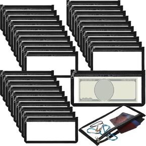 Honoson 30 Pack Clear Cash Money Pouch 3.9 x 7.8 Inch Bank Deposit Bag Clear Zipper Cash Envelopes Check Wallet, Multipurpose Utility Storage Bag
