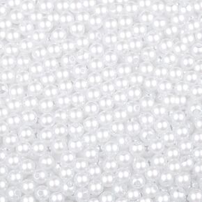1500 Pieces 6mm White Pearl Beads for Crafting Round Loose Spacer Beads Pearl for Jewelry Making Bulk Tiny Plastic DIY Craft Bracelet Necklace Jewelry Making