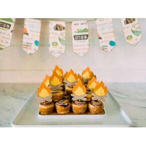 25 pcs Campfire Cupcake Toppers, Camping Theme Party Supplies, Bonfire Party Decor, Lumberjack Decor,