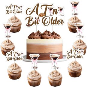 25Pcs A Tini Bit Older Martini Cake Toppers Martini Birthday Party Decorations Tini Bar Theme Cupcake Cake Decoration for Women Martini Cocktail Birthday Party Bachelorette Party Supplies