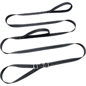 10FT 15FT 20FT Long Slip Lead Dog Leash Two Handles, 3/4" Wide Nylon Reflective Leash No Pull Training Lead for Medium Large Dogs (15FT * 3/4" Black-2 Handles)