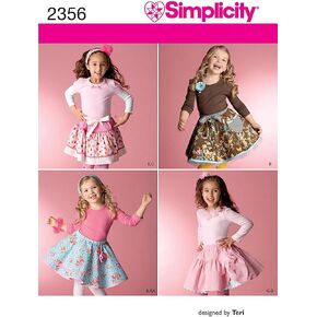 Simplicity Designed by Teri Pattern 2356 Girls Skirts, Slips and Fashion Accessories Sizes 3-4-5-6-7-8