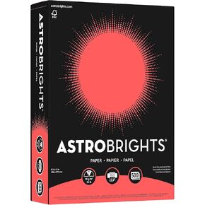 Neenah Astrobrights Color Paper, 8.5" x 11", 24 lb/89 gsm, Rocket Red, 500 Sheets (21648), 24lb Colored Paper