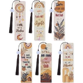 Sitsink Highland Cow Diamond Bookmarks - 6 Pcs Hyland Cow Western Diamond Painting Bookmarks with Tassels, Animal Book Lover Gift DIY Craft Kit
