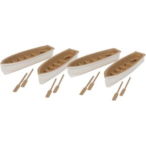HO Scale Scenery Set Row Boat 4-Pack (Assembled) White/Tan