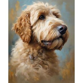 QACEYID Paint by Numbers Kit for Adults, Goldendoodle Dog, Modern Abstract Digital Oil Painting, Colors and Textures, 40x50cm