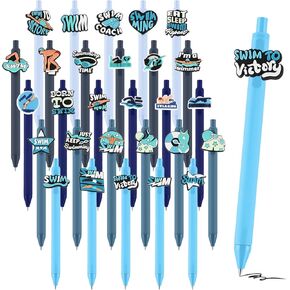 30 Pcs Swim Ballpoint Pens Pool Party Favor Pen Cute Retractable Black Gel Ink Pens Bulk Swim Party Favors Summer Gifts for School Office Supplies