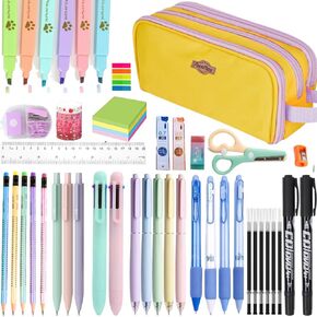 49 PCS Aesthetic Study Supplies with Highlighters, Mechanical Pencils, Color Ink Gel pens, Case, Bible Study Supplies, Pens Pencils and Highlighters Set, Stationary Set for adult