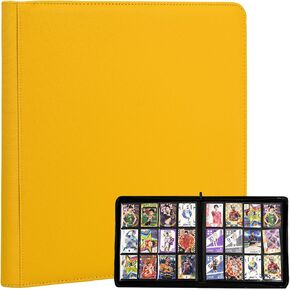 Trading Card Binder 480 Pockets, 12 Pockets Card Binder, Side Loading Card Collection Binder, Collectible Card Albums Card Folder for MTG, TCG, Football, NFL, Sports Cards, Game Cards(Yellow)
