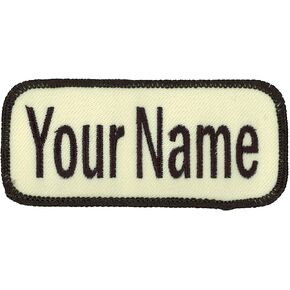 Uniform Work Shirt Patch Customized Embroidered Red Border on White, Sew on