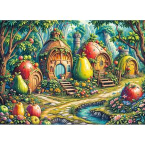 Jigsaw Puzzles for Adults 1000 Pieces, Interlock Perfectly Letter on Back No Dust, Home Decor Birthday Party Gift Toy for Men Women Elders Seniors, 1:1 Poster - Fruit Villa