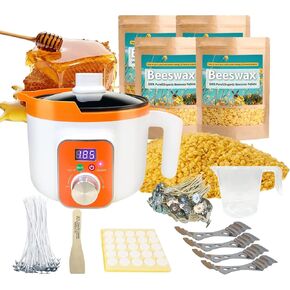 Beeswax Candle Making Kit for Adults, DIY Bees Wax Set with Digital Melter, Honey Wax Chips to Make Candles 4Lb