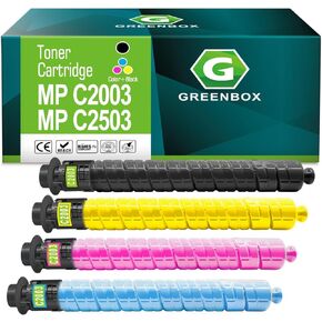 GREENBOX MP C2003 C2503 High Yield Toner Cartridge Replacement for C2503H 841918 841921 841920 841919 Toner for Ricoh Aficio MP C2003 C2004 C2503 C2504 MP C2011 Printer (4 Packs,B/M/C/Y)