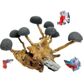 Hamiledyi Natural Aquarium Decoration Driftwood Fish Tank Decor Tree with Sponge to Place Moss Handcrafted Betta Fish Tank Ornament Accessories