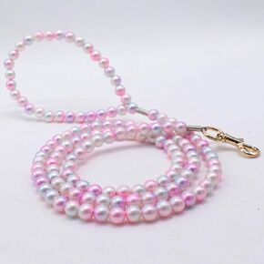 Dog Leash for Small Dogs, Steel Wire with Pearls Beaded, Durable and Strong Cat Puppy Leashes for Walking Training, Birthday and Wedding Party, Gold Hook, Up to 20 lbs, White, 4 Foot