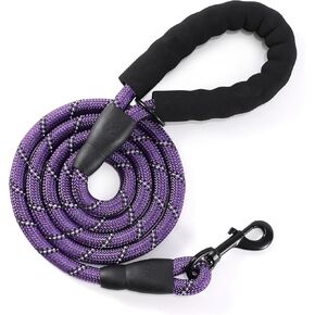 Heavy Duty Dog Leash with Comfortable Padded Handle and Highly Reflective Threads Pet Leashes for Medium or Large Dogs 5 FT Purple