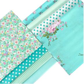 Misscrafts 8pcs Craft Fabric Bundle 100% Cotton Quilting Fabric 18x22 Inches Squares Multicolored Different Pattern for Patchwork DIY Sewing Scrapbooking Blue