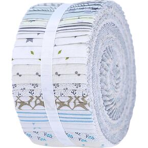 Jelly Roll Fabric for Quilting, 40 Cotton Strips Bundle, Neutral Blenders, Low Volume, Soft Pastel Tones Fabric for Quilts, Purse Making, Rug, Upholstery, Home Decor - Coastal Dreams