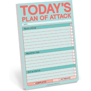 1-Count Knock Knock Today’s Plan of Attack Sticky Note - Great Big Sticky Notes, to Do List Notepad & Daily Planner, 4 x 6-Inches Each (Turquoise/Coral)