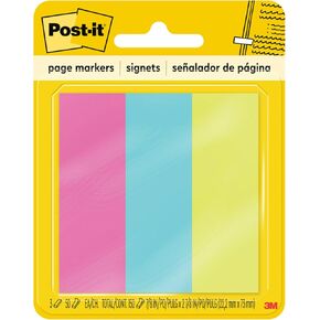 Post-it Sticky Page Markers, Assorted Bright Colors, 7/8″ x 2-7/8″ Repositionable Tabs, Writable Sticky Strips for Books & Documents, 3 Pads (50 Sheets Each), 150 Markers Total