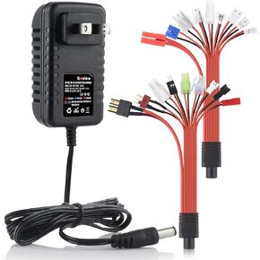 Rc Charger,2S-10S RC Car Battery Charger for 4.8V 7.2V 8.4V 9.6V NiMh/NiCd Battery Pack with 19 Plugs(DO NOT Charge for Lipo/Li-ion/LiFePO4 Batteries)