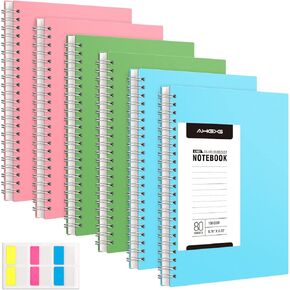 AHGXG Spiral Notebook - 4 Pack College Ruled Notebooks, 7.6" x 10" B5 Large Journal for Women, 100GSM Thick Paper, 160 Pages Journals for Writing Work School, Blue Pink