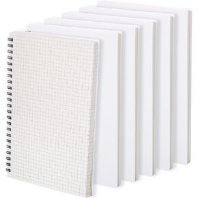 6 Pcs Spiral Notebooks Graph Paper & Bullet Dotted Paper A5 Journal Notepads, 5.7" x 8.3", 160 Pages, 80 Gsm Thick Paper, Plastic Cover Hardcover Waterproof(Dotted Paper)