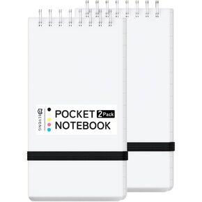 BEYONG Small Pocket Notebook Journal, Mini Notepad Spiral Notebooks for Work School (White, 2 Pack)