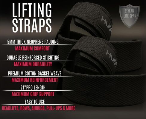 Hustle Lifting Straps Gym Wrist Wraps - 24" Strong Cotton Weightlifting Wrist Straps To Support Grip and Lift Heavier - Ultimate Workout Deadlift Straps for weight lifting in Kuwait