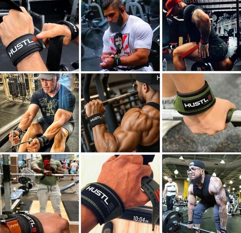 Hustle Lifting Straps Gym Wrist Wraps - 24" Strong Cotton Weightlifting Wrist Straps To Support Grip and Lift Heavier - Ultimate Workout Deadlift Straps for weight lifting in Kuwait