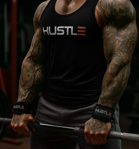 Hustle Lifting Straps Gym Wrist Wraps - 24" Strong Cotton Weightlifting Wrist Straps To Support Grip and Lift Heavier - Ultimate Workout Deadlift Straps for weight lifting in Kuwait