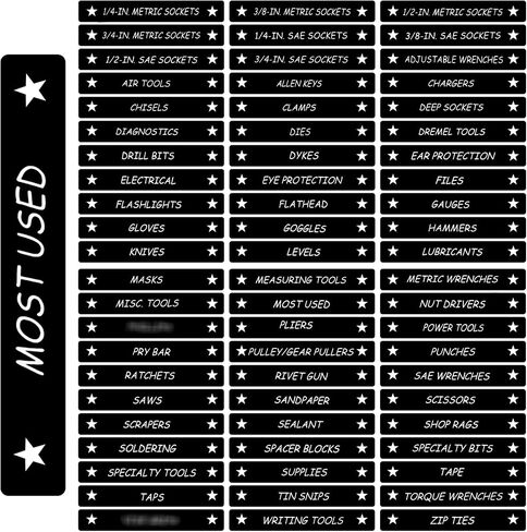 Tenare Toolbox Organization Magnetic Labels - 66 Pcs Steel Tool Chest Drawer Labels (4.5x0.75) |Magnets, Quick & Easy Organizer | Fits All Brands, Cabinets & Tool Boxes(Black) in Saudi Arabia