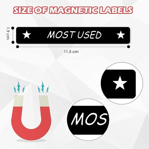 Tenare Toolbox Organization Magnetic Labels - 66 Pcs Steel Tool Chest Drawer Labels (4.5x0.75) |Magnets, Quick & Easy Organizer | Fits All Brands, Cabinets & Tool Boxes(Black) in Saudi Arabia