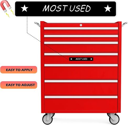 Tenare Toolbox Organization Magnetic Labels - 66 Pcs Steel Tool Chest Drawer Labels (4.5x0.75) |Magnets, Quick & Easy Organizer | Fits All Brands, Cabinets & Tool Boxes(Black) in Saudi Arabia