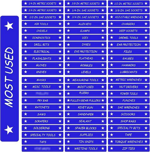 Tenare Toolbox Organization Magnetic Labels - 66 Pcs Steel Tool Chest Drawer Labels (4.5x0.75) |Magnets, Quick & Easy Organizer | Fits All Brands, Cabinets & Tool Boxes(Black) in Saudi Arabia