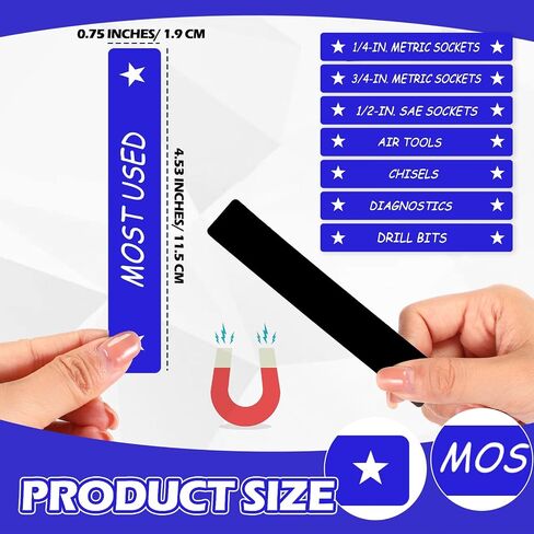 Tenare Toolbox Organization Magnetic Labels - 66 Pcs Steel Tool Chest Drawer Labels (4.5x0.75) |Magnets, Quick & Easy Organizer | Fits All Brands, Cabinets & Tool Boxes(Black) in Saudi Arabia