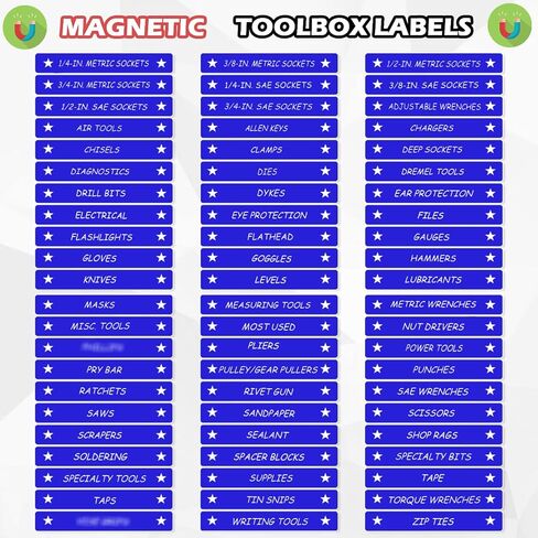 Tenare Toolbox Organization Magnetic Labels - 66 Pcs Steel Tool Chest Drawer Labels (4.5x0.75) |Magnets, Quick & Easy Organizer | Fits All Brands, Cabinets & Tool Boxes(Black) in Saudi Arabia