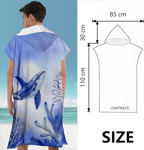 Quick Dry Surf Poncho Changing Towel Robe Hoodie for Adults Men Women,Microfiber Swimming Beach Surfing Diving Home Hot Springs Bathing Parka in Kuwait
