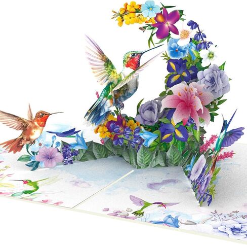 Pop Up Birthday Card for Women – Handmade Cards for All Occasions – 3D Hummingbird and Flowers Garden Scene – Unique Gift for Nature Lovers. in Saudi Arabia