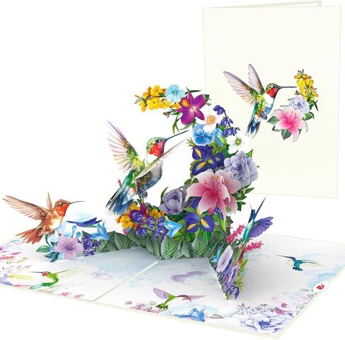 Pop Up Birthday Card for Women – Handmade Cards for All Occasions – 3D Hummingbird and Flowers Garden Scene – Unique Gift for Nature Lovers. in Saudi Arabia