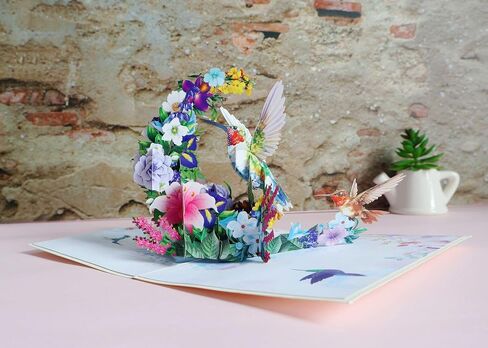 Pop Up Birthday Card for Women – Handmade Cards for All Occasions – 3D Hummingbird and Flowers Garden Scene – Unique Gift for Nature Lovers. in Saudi Arabia