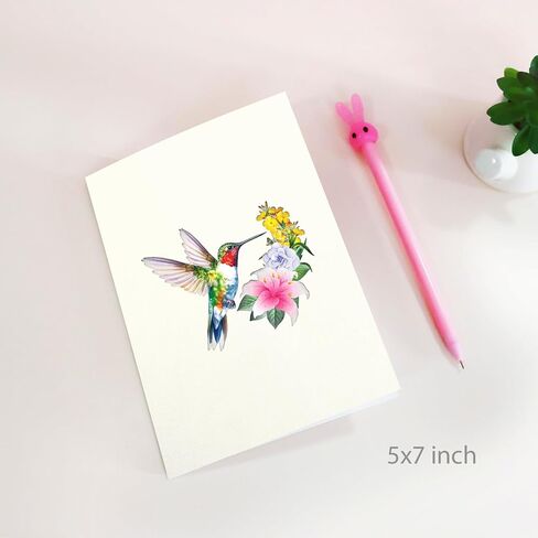 Pop Up Birthday Card for Women – Handmade Cards for All Occasions – 3D Hummingbird and Flowers Garden Scene – Unique Gift for Nature Lovers. in Saudi Arabia