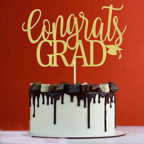 LVEUD Congrats Grad Cake Topper,Congratulations Cake Toppers 2025 Graduation Cake Topper for 2025 Graduation Party Cake Decorations (gold) in Kuwait