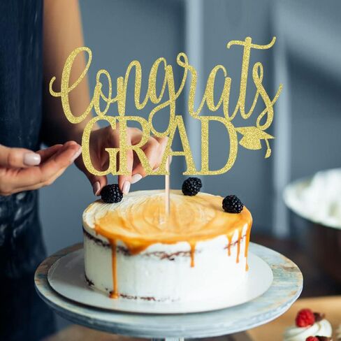 LVEUD Congrats Grad Cake Topper,Congratulations Cake Toppers 2025 Graduation Cake Topper for 2025 Graduation Party Cake Decorations (gold) in Kuwait