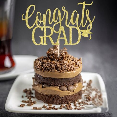 LVEUD Congrats Grad Cake Topper,Congratulations Cake Toppers 2025 Graduation Cake Topper for 2025 Graduation Party Cake Decorations (gold) in Kuwait