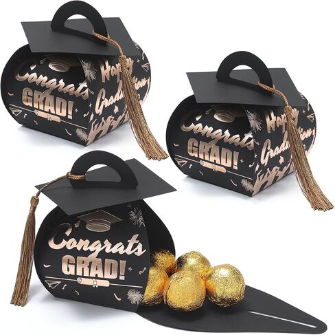 KPOSIYA Graduation Party Favors Boxes，32 pcs Class of 2025 Graduation Cap Candy Box with Tassel，Grad Gift Treat Boxes for 2025 Table Centerpieces Decorations(Rose,Pink) in Kuwait