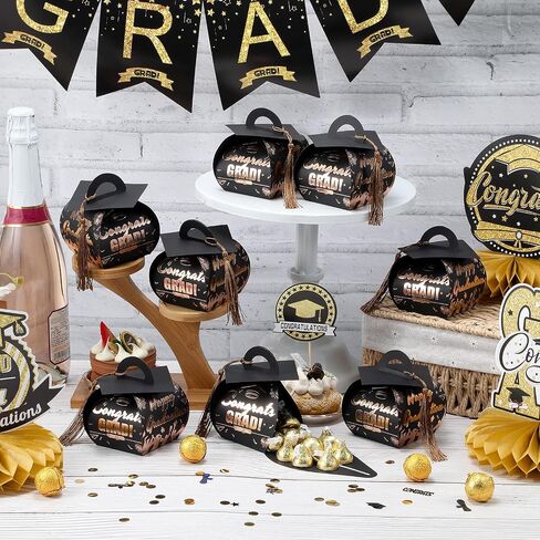 KPOSIYA Graduation Party Favors Boxes，32 pcs Class of 2025 Graduation Cap Candy Box with Tassel，Grad Gift Treat Boxes for 2025 Table Centerpieces Decorations(Rose,Pink) in Kuwait