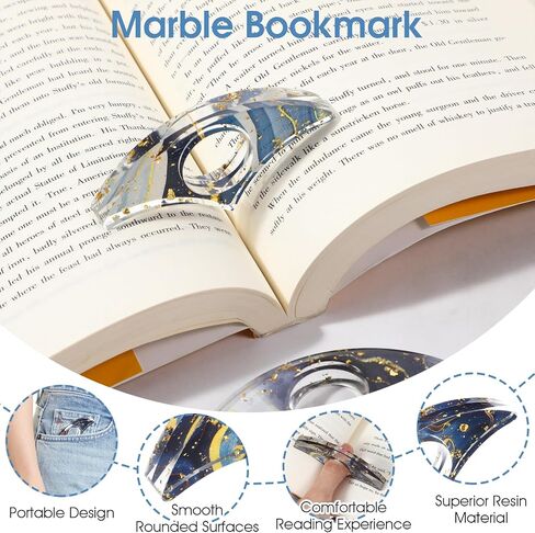 2 PCS Book Page Holder للقراءة ، حامل صفحة راتنجات الإبهام الجمالية ، إكسسوارات القراءة المألوفة المصنوعة يدويًا لمحبي كتاب المعلمين (الذهب) in Saudi Arabia