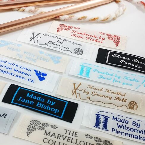 25 Personalized 100% Woven Sewing Labels 1" Wide - Made by Label Weavers in Kuwait
